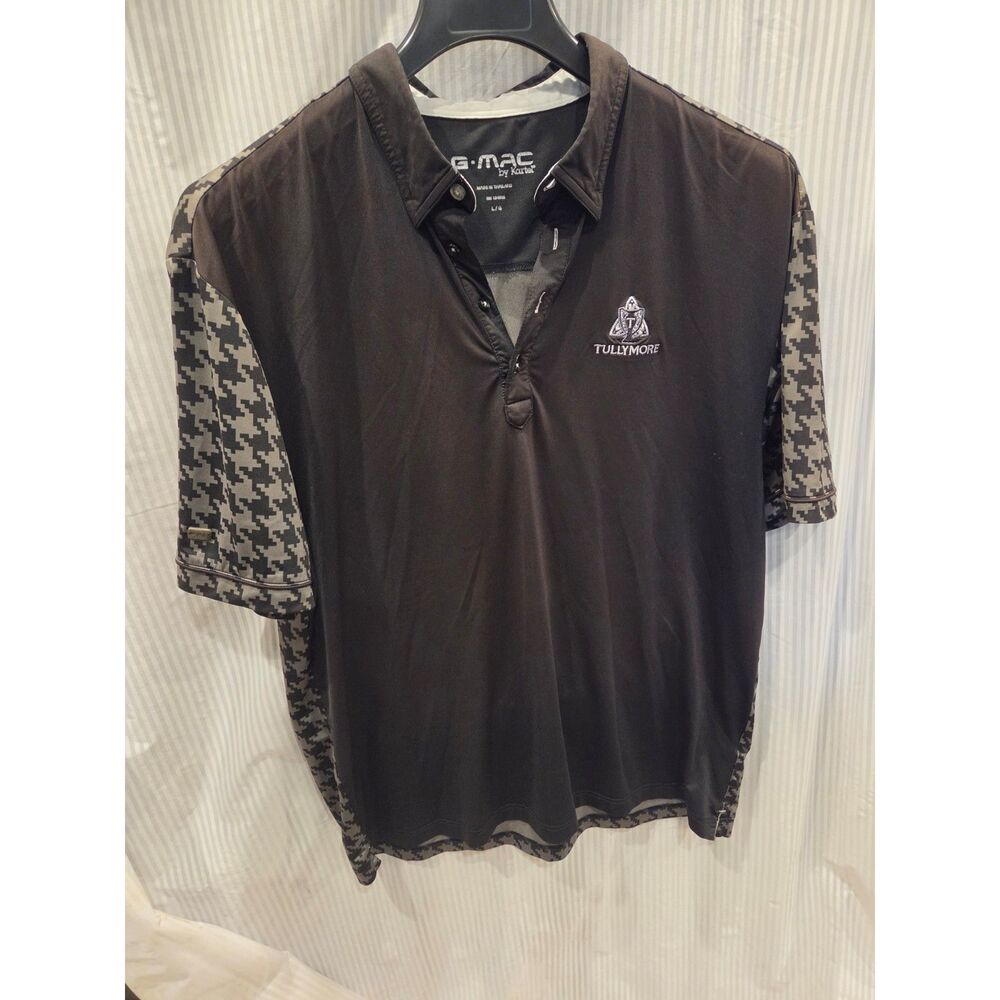 G-Mac by Kartel Tullymore Golf Resort Polo Shirt Black Houndstooth Mens Size L